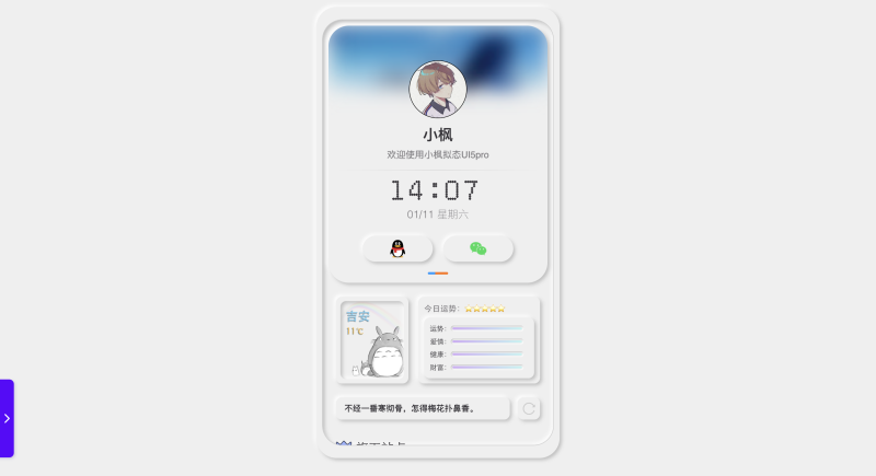 小枫拟态UI5.0Pro - 个人主页授权卡密 - 顶茶社
