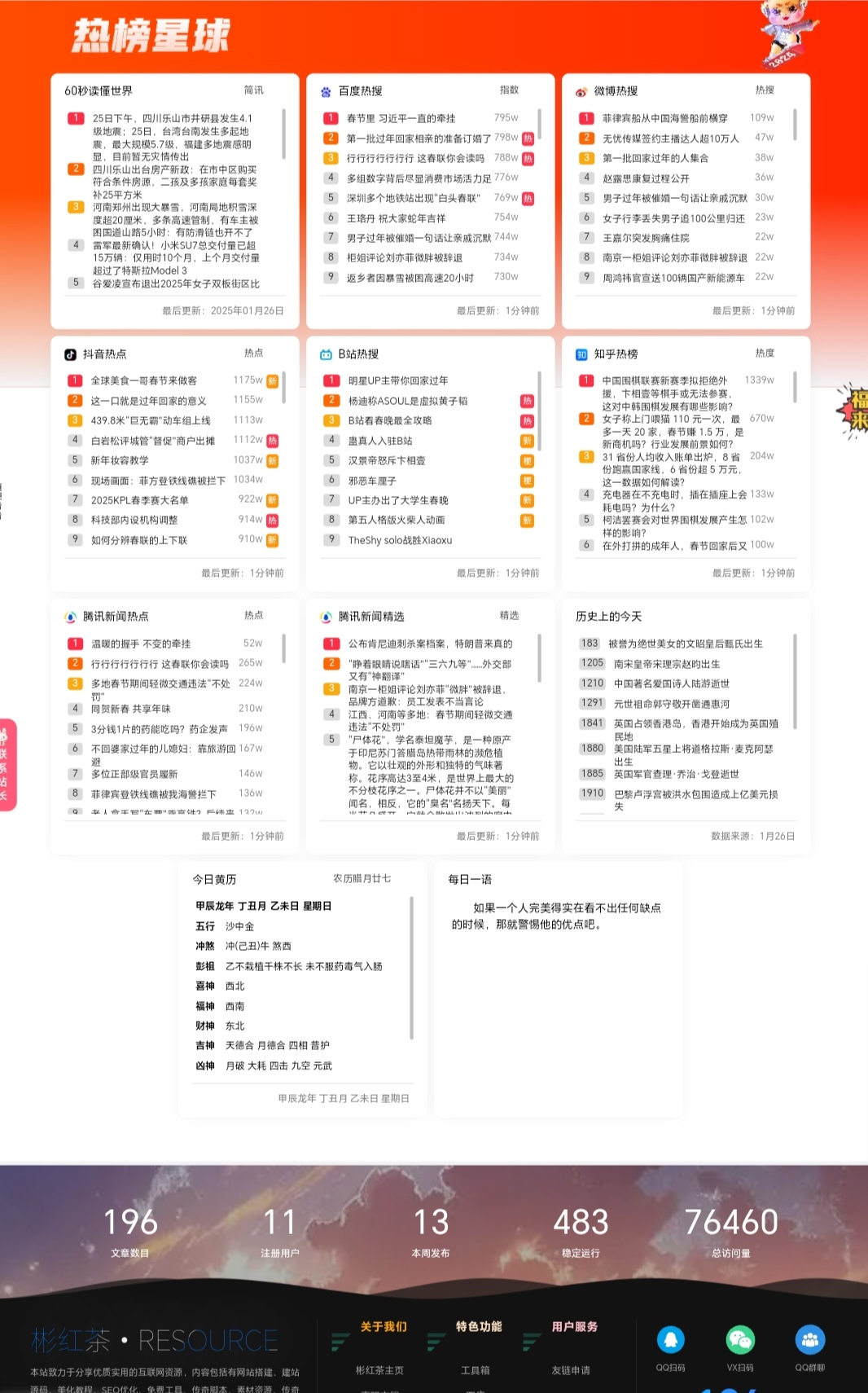 子比主题美化 – 实时聚合热搜榜单(不保证永久可用) - 顶茶社